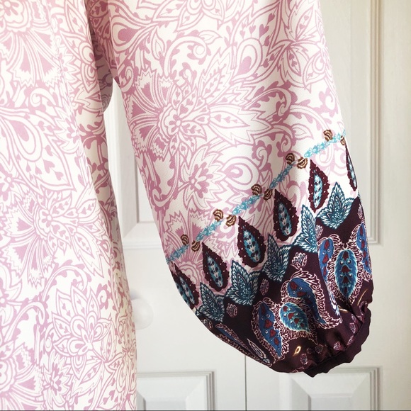 NWT Loft Light Pink Multi Boho Off Shoulder Halter Tie Dress XSP - Picture 11 of 16